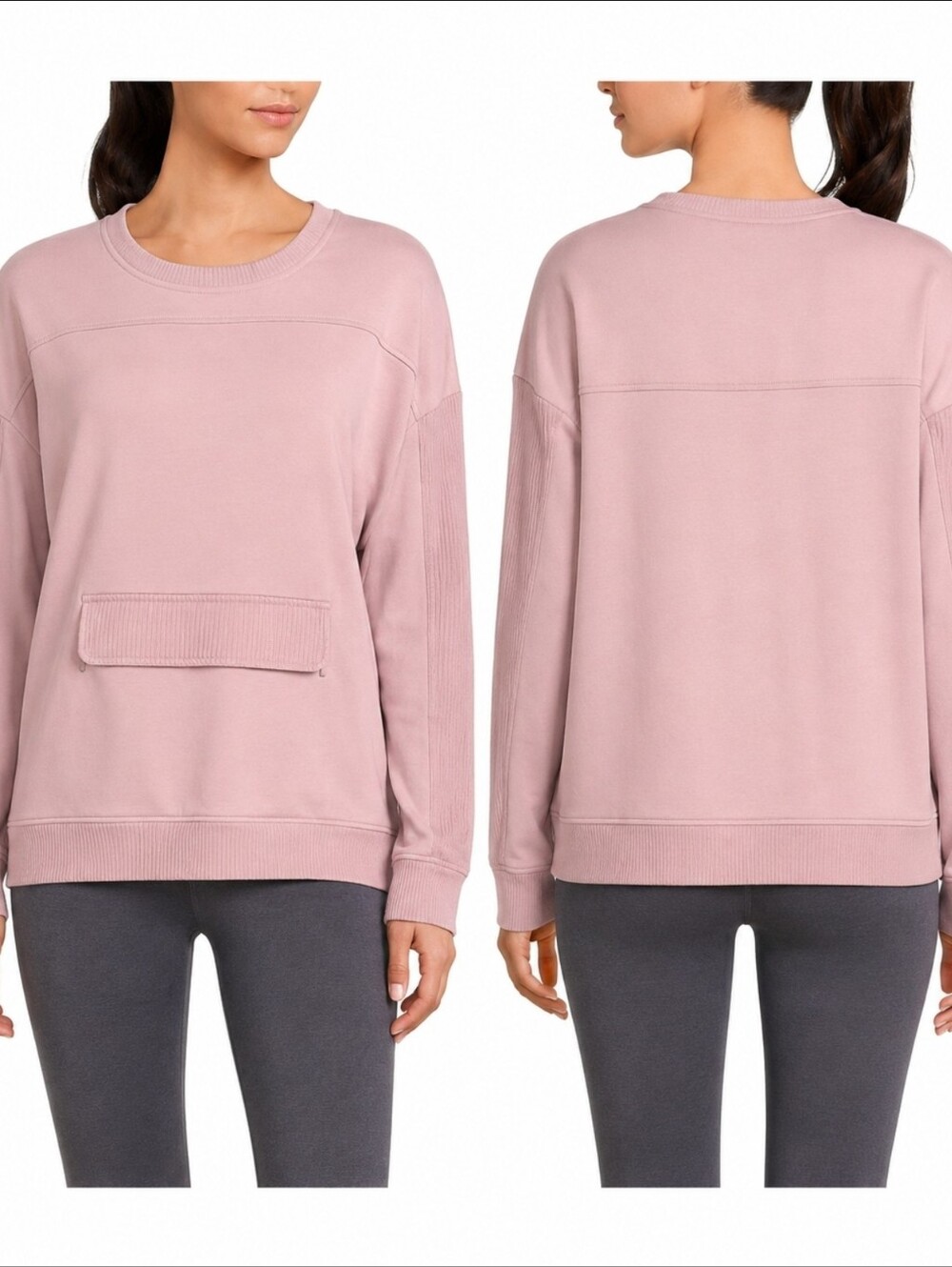Kinesis Women’s Pink Mixed Media Pullover Sweatshirt Size XL NWT